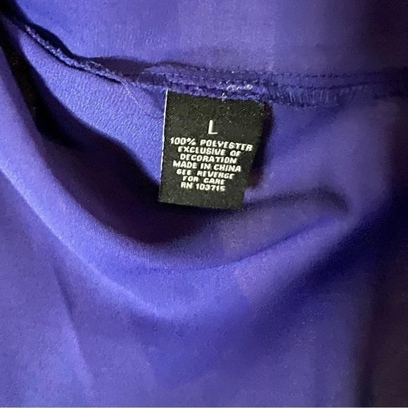 Zac & Rachel Purple Flowy Cuffed Sleeve Tunic Blouse Size Large - Picture 9 of 16